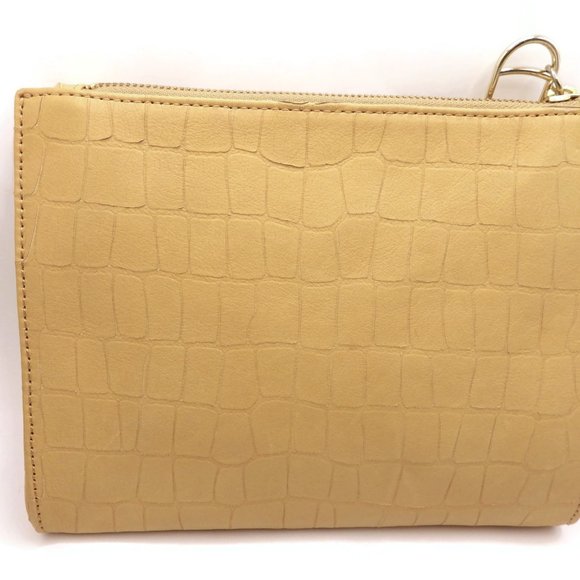 Talbots Yellow Leather Wristlet/ Clutch/ Moc Croc Embossed - Picture 2 of 8